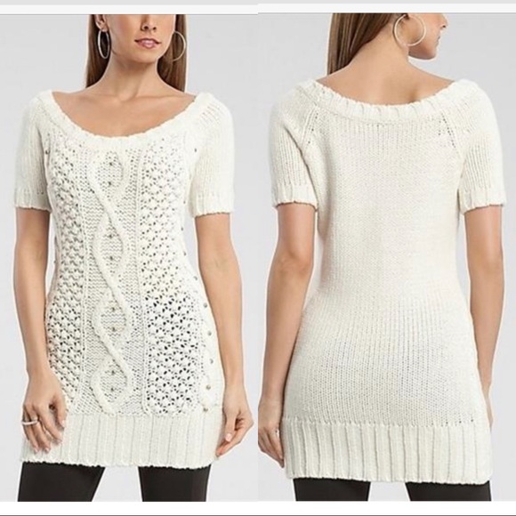 GUESS by MARCIANO ARAN SWEATER TUNIC Dress Top L - Picture 2 of 4